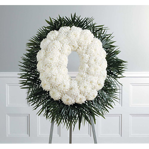 White Football Mum Oval Wreath
